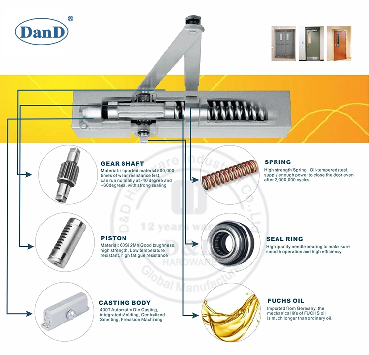 UL Fire Proof Back Check Adjusting Spring Door Closer Manufacturer